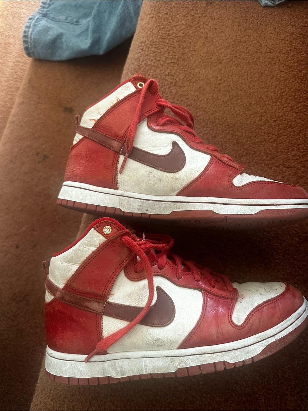 Men’s Size 8 Nike Red and White Men’s High-Top Sneakers